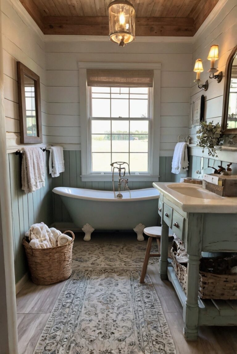 How to Design a Farmhouse Bathroom with an Apron Front Sink?