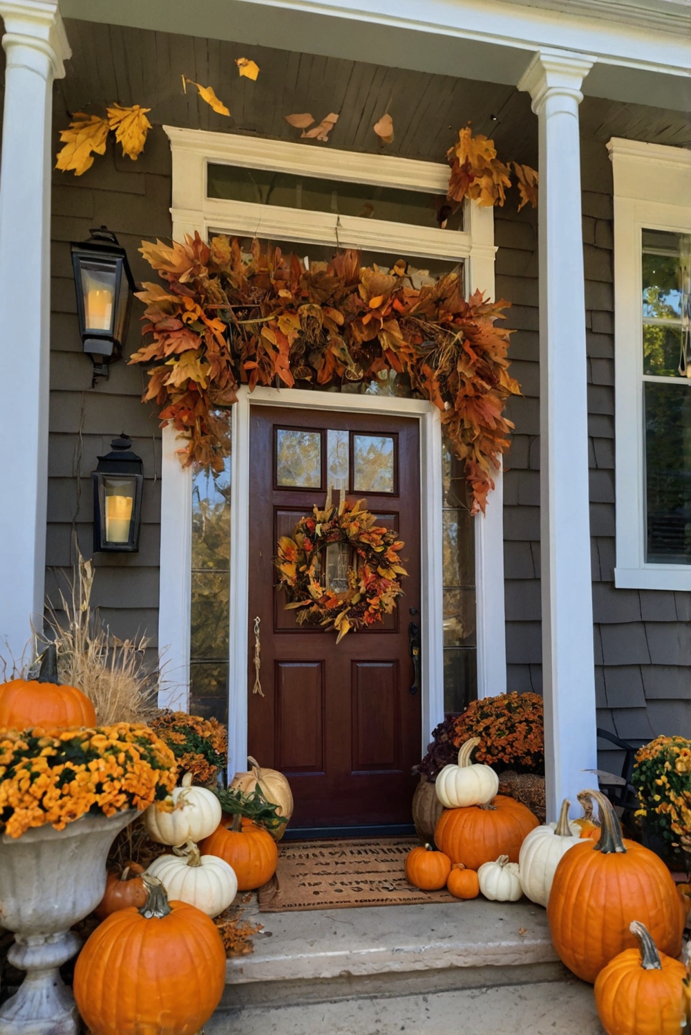 Fall porch decor, Autumn porch decorations, Outdoor fall decorating, Festive fall porch, Cozy fall porch ideas