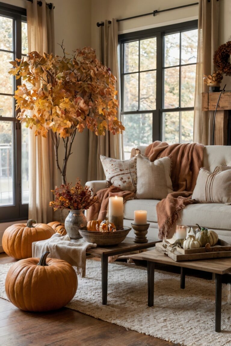 Fall decor, Living room makeover, Seasonal decorations, Home accents, Interior design