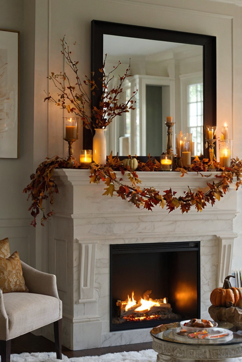 Fall mantle decor, TV decor ideas, Home decor styles, Living room accents, Autumn decorating ideas