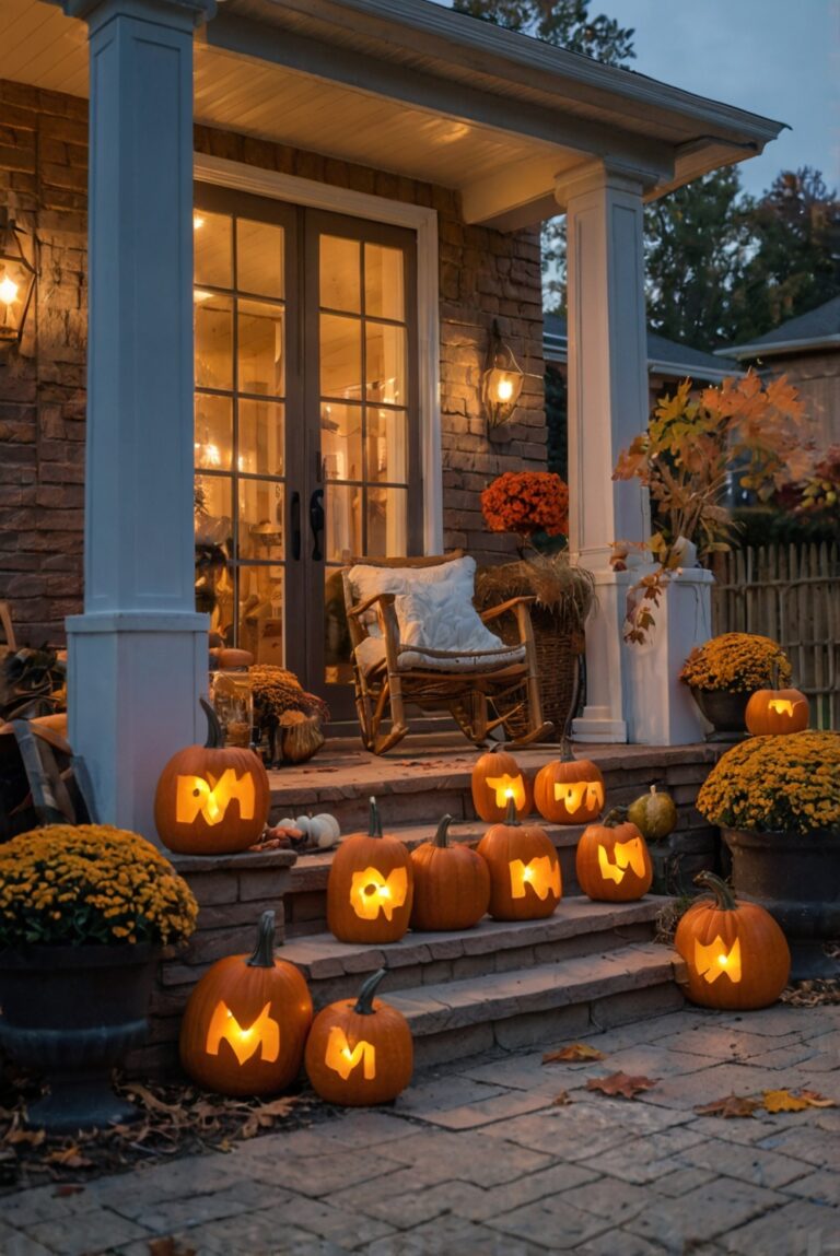 Fall porch decor, Outdoor fall decorations, Fall front porch ideas, Autumn porch decorating, Fall porch display