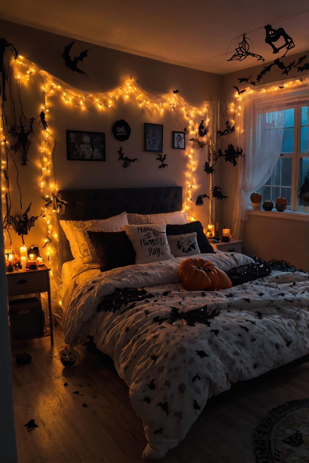 Halloween bedroom decor, Spooky bedroom ideas, Creepy bedroom decorations, Haunted bedroom theme, Scary bedroom designs