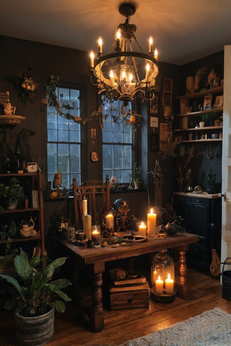 Witchy home decor, Pagan room accessories, Bohemian wall tapestries, Mystical room lighting, Esoteric home furnishings