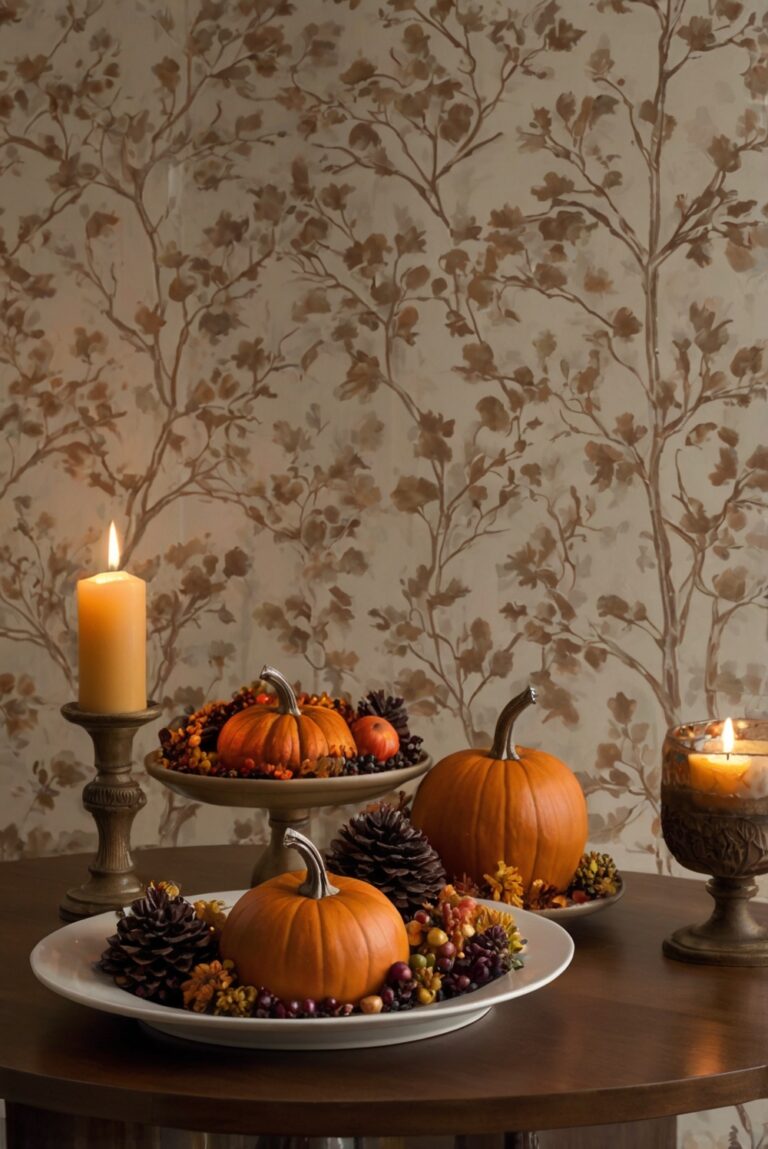 Thanksgiving room decor, Holiday home decorations, Festive interior design, Elegant table setting, Seasonal home accents