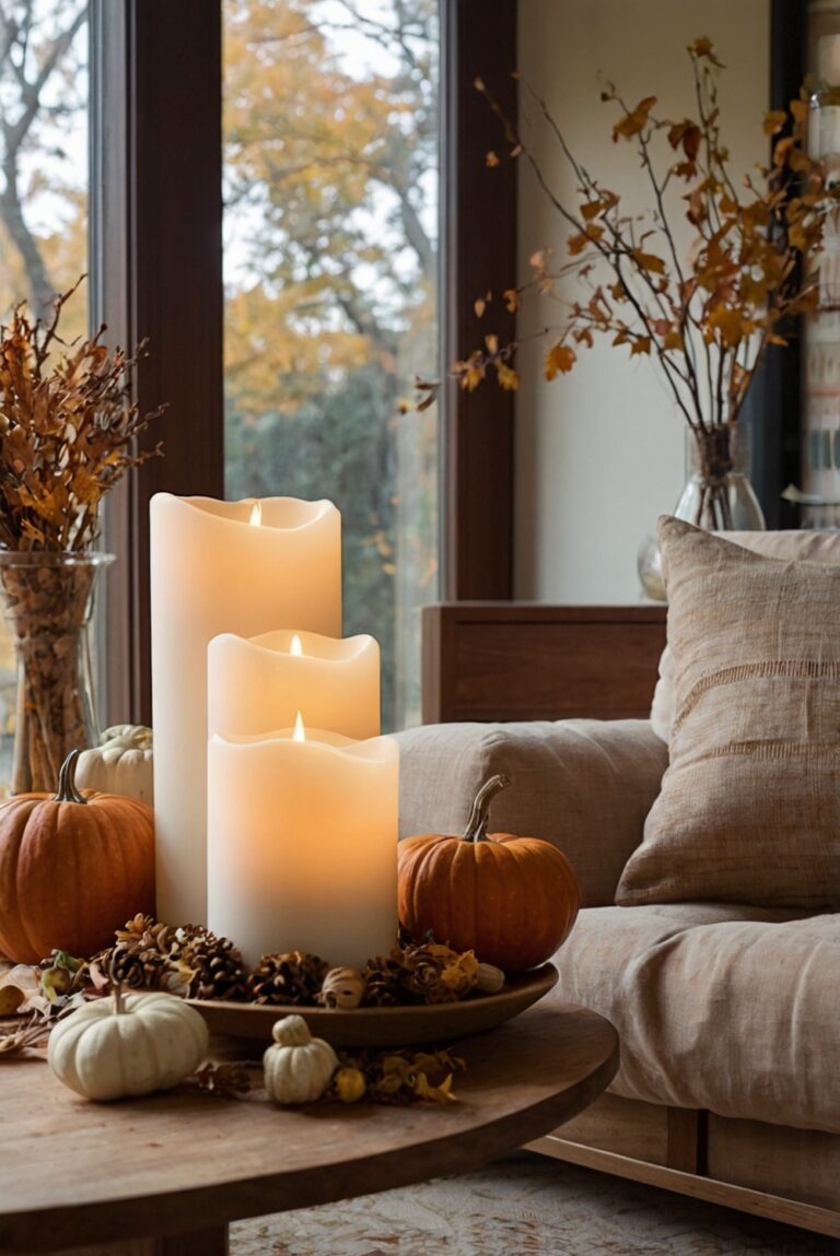 living room decor ideas, fall home decor, cozy living room, autumn decoration, stylish furniture